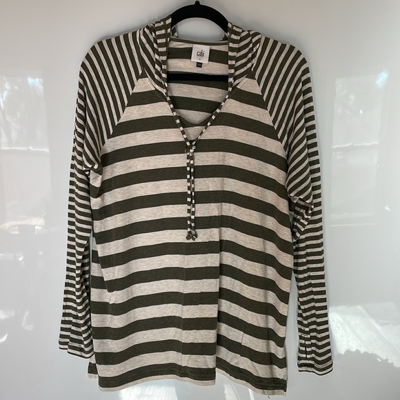 Cabi 3995 Striped Soft Stretch Jersey Knit Playoff Hoodie Pullover Top Sz Small - Picture 4 of 11